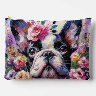 Impressionist Colourful French Bulldog Floral Rose Accessory Pouch