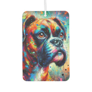 Impressionist Colourful Pop Art Boxer Dog Painting Car Air Freshener
