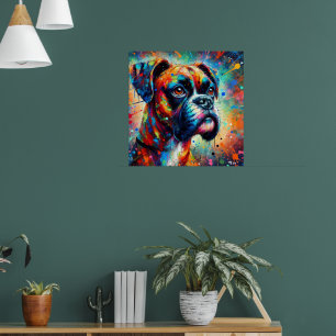 Impressionist Colourful Pop Art Boxer Dog Painting Poster