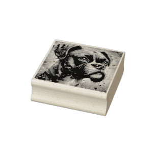 Impressionist Colourful Pop Art Boxer Dog Painting Rubber Stamp