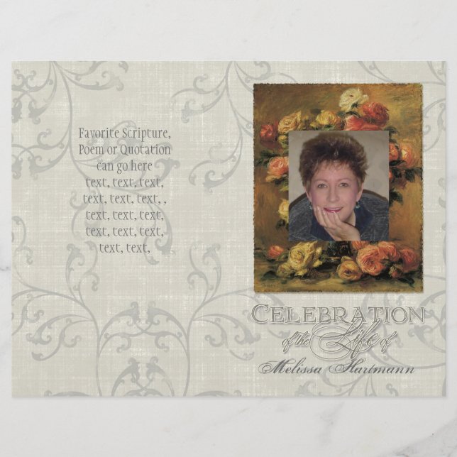 Impressionist Coral Yellow Rose 2 Memorial Service (Front)