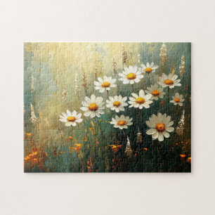 Impressionist Daisy Field Art Jigsaw Puzzle