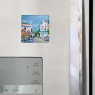 Impressionist European Townscape Circle Fridge Mag Magnet