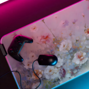 Impressionist Floral Art – Vibrant Garden Blooms i Desk Mat