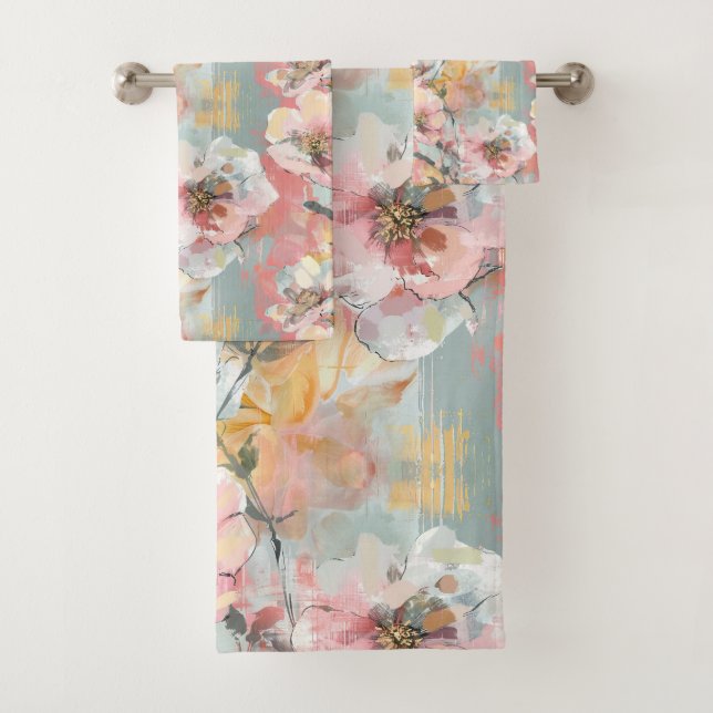 Impressionist Floral Garden ID1280 Bath Towel Set (Insitu)