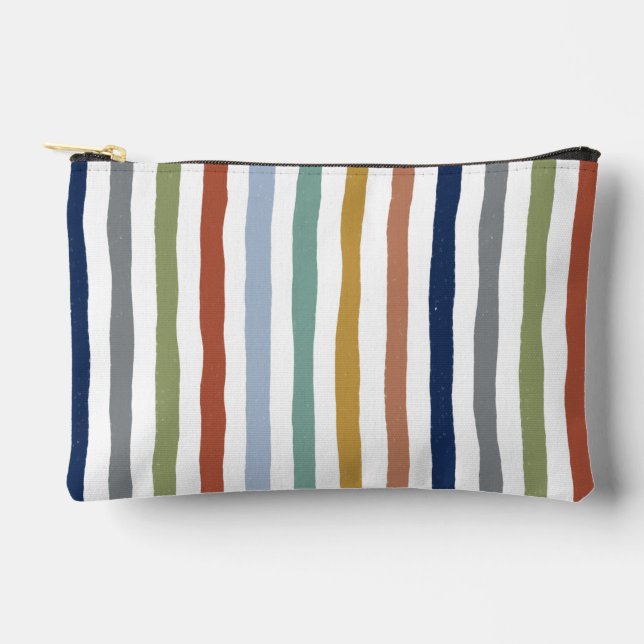 Impressionist-Inspired Colours Hand-Drawn Stripes Accessory Pouch (Front)