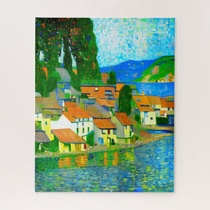 Impressionist  Mediterranean Village by the Sea  Jigsaw Puzzle