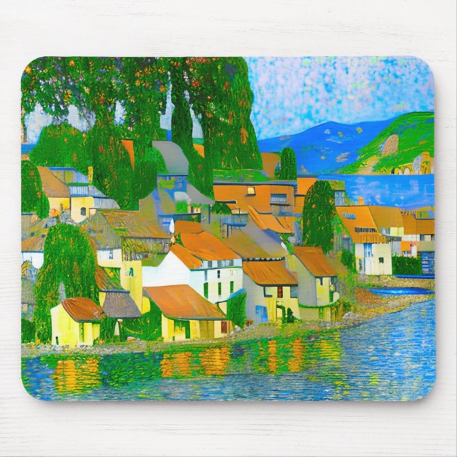 Impressionist  Mediterranean Village by the Sea   Mouse Mat (Front)