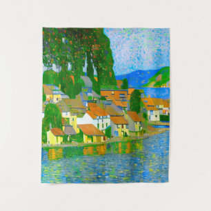 Impressionist  Mediterranean Village by the Sea  Tapestry