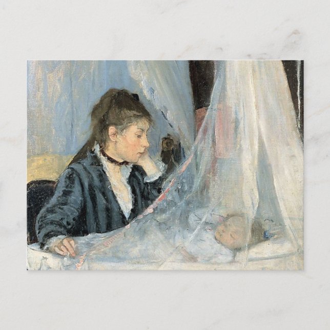 Impressionist Mother Watching Child's Sleep Postcard (Front)