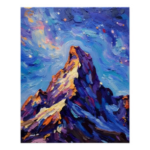 Impressionist Mountain Landscape Oil Painting Poster