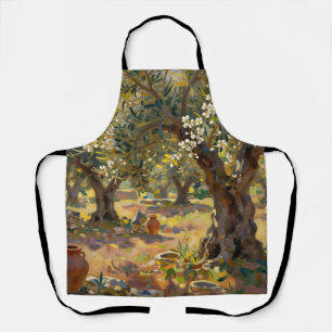 Impressionist Olive Grove Scene Apron