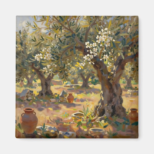 Impressionist Olive Grove Scene Magnet (Front)