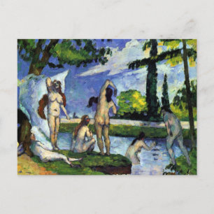 Impressionist painting by Cezanne bathers in river Postcard