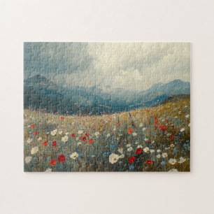 Impressionist Painting Wildflower Landscape Jigsaw Puzzle