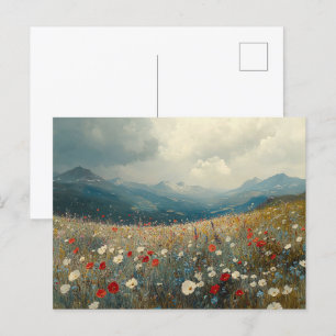 Impressionist Painting Wildflower Landscape Postcard