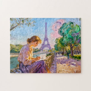Impressionist Paris Riverside Postcard Writing Sce Jigsaw Puzzle