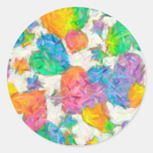 Impressionist Pastel Valentine Hearts Classic Round Sticker