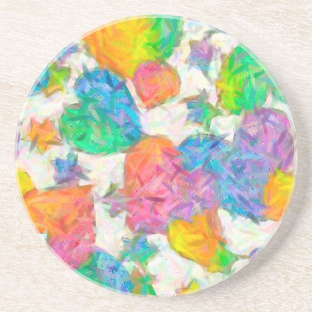 Impressionist Pastel Valentine Hearts Coaster (Front)