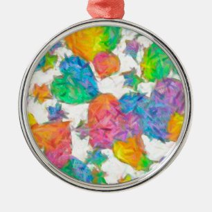 Impressionist Pastel Valentine Hearts Metal Tree Decoration