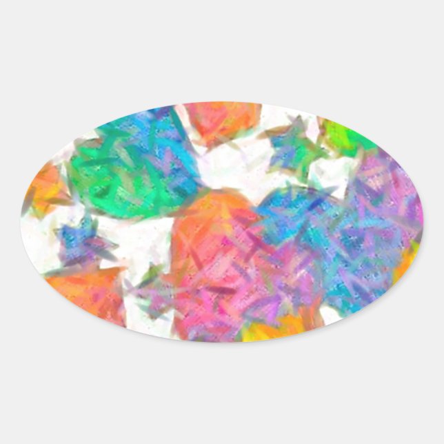 Impressionist Pastel Valentine Hearts Oval Sticker (Front)