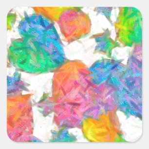 Impressionist Pastel Valentine Hearts Square Sticker