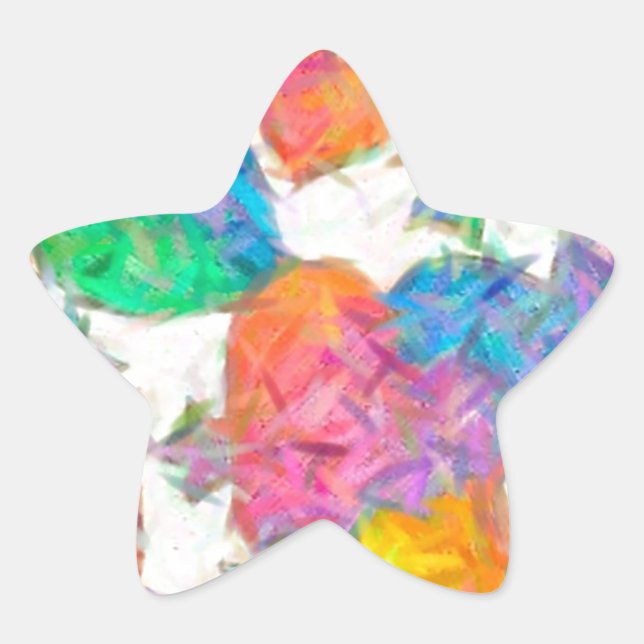 Impressionist Pastel Valentine Hearts Star Sticker (Front)