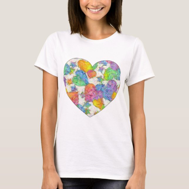 Impressionist Pastel Valentine Hearts T-Shirt (Front)