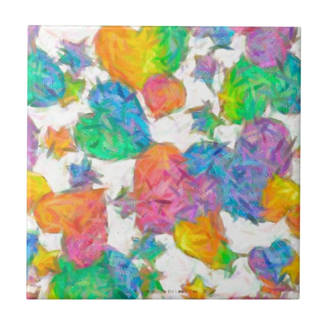 Impressionist Pastel Valentine Hearts Tile (Front)