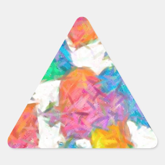 Impressionist Pastel Valentine Hearts Triangle Sticker (Front)