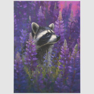 Impressionist Racoon Lupine Field Tissue Paper