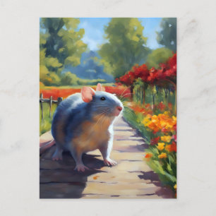 Impressionist Rat Art Postcard