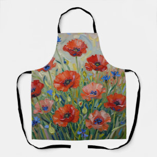 Impressionist Red Poppy Field Apron