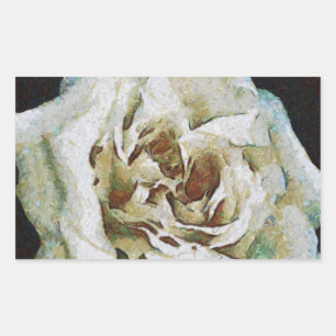 Impressionist Rose Isolated On Black Rectangular Sticker