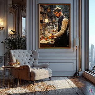 Impressionist Scientist in a Vintage Laboratory Poster
