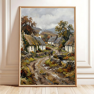 Impressionist Scottish Highlands Village Wall Art