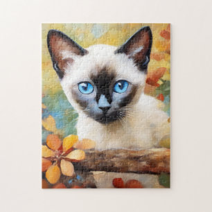 Impressionist Siamese Kitten Jigsaw Puzzle