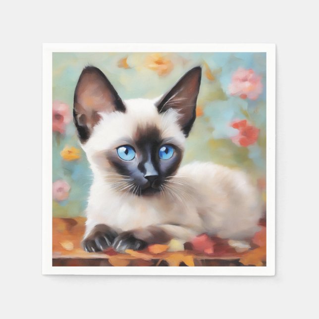 Impressionist Siamese Portrait Napkin (Front)