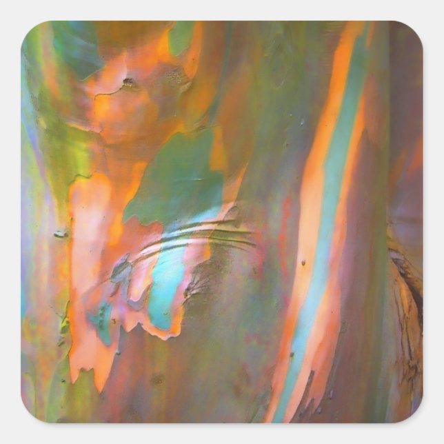 Impressionist-style Eucalyptus Bark Square Sticker (Front)