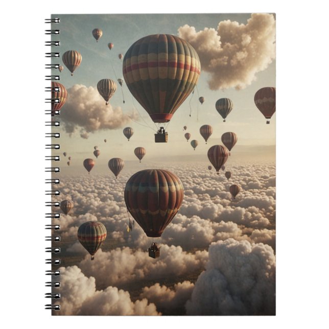 Impressionist Style Hot-air Balloons in Sky Notebook (Front)