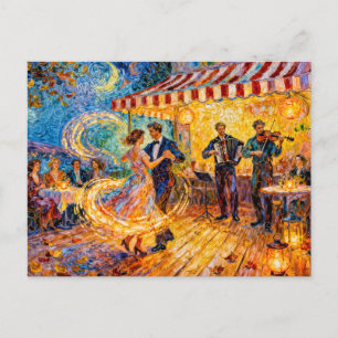 Impressionist Summer Outdoor Dance Café Celebratio Postcard