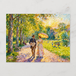 Impressionist Summer Park Stroll Around Year 1900 Postcard