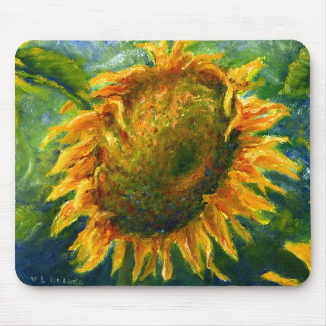 Impressionist Sunflower Face Mouse Mat (Front)