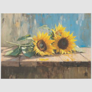 Impressionist Sunflowers Painting Decoupage Tissue Paper