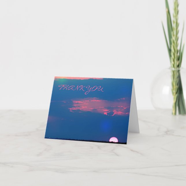 Impressionist Sunset From Sea Thank You Note Card (Front)