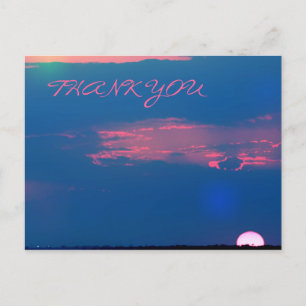Impressionist Sunset From Sea Thank You Postcard