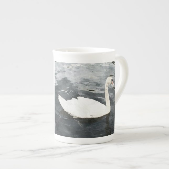 Impressionist Swan Bone China Mug (Front Right)