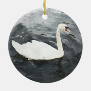 Impressionist Swan Ceramic Tree Decoration