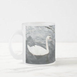 Impressionist Swan Frosted Glass Coffee Mug