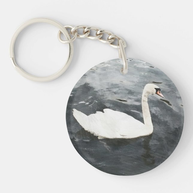 Impressionist Swan Key Ring (Front)